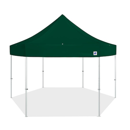 E-Z Up TAA Compliant HUB Shelter, 15' W x 15' L, Gray Aluminum Frame, Forest Green Top HB3ALU15KFGYTFG